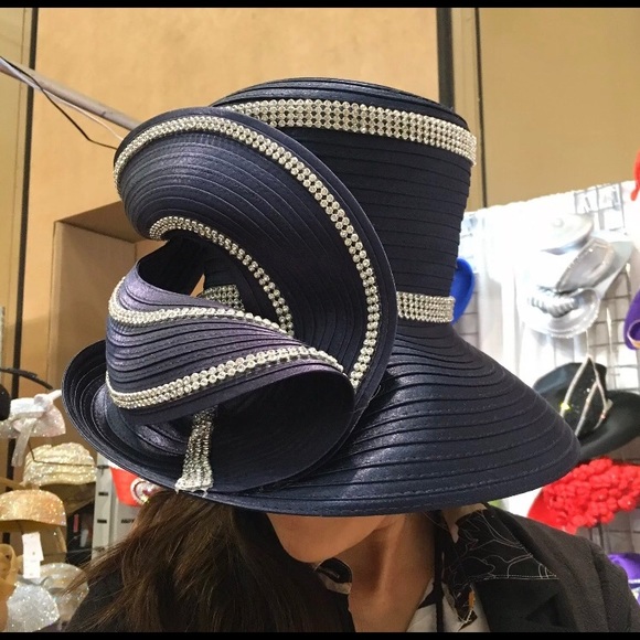 New Stunning CHARM NY Rhinestone Ornate Derby Church Hat - SEE AVAIL COLORS - Picture 3 of 3